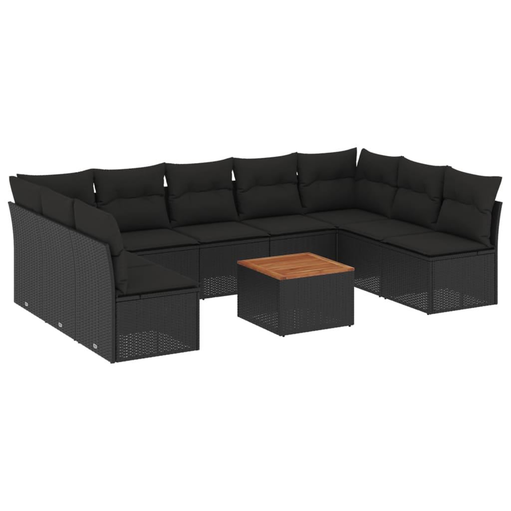 Voir la diapositive 2 : VIDAXL Salon de jardin 10 pcs avec coussins noir resine tressee