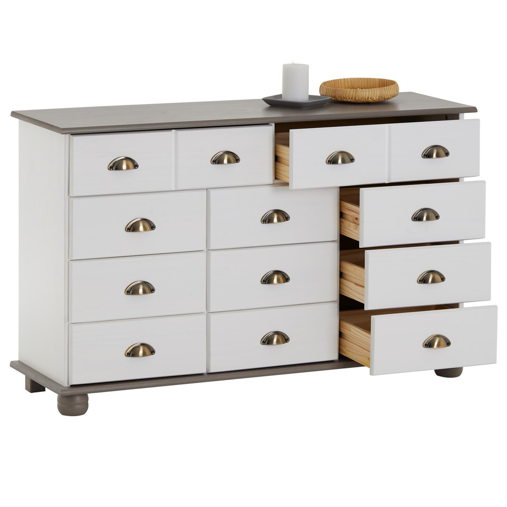 Voir la diapositive 4 : IDIMEX Commode apothicaire COLMAR en pin massif, 11 tiroirs