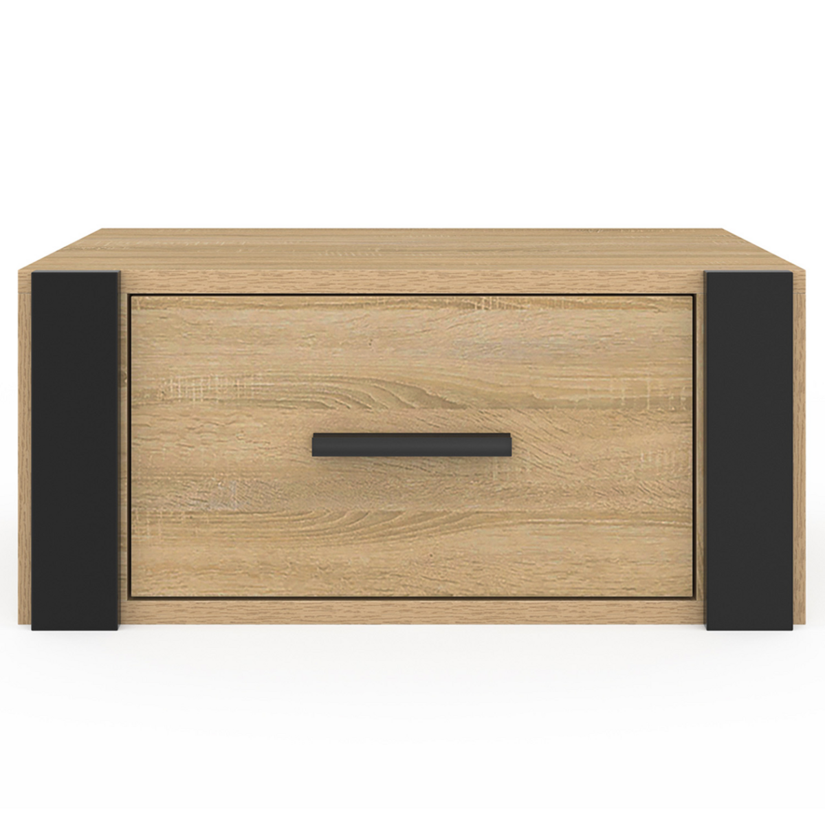 ID MARKET Lot de 2 tables de chevet murales ONYX 1 tiroir étagère suspendue bois et noir