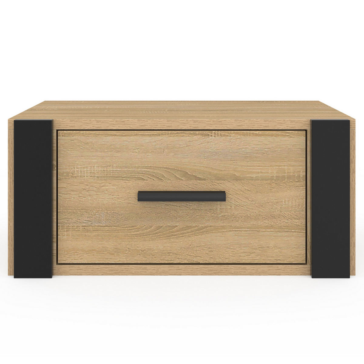 ID MARKET Lot de 2 tables de chevet murales ONYX 1 tiroir étagère suspendue bois et noir