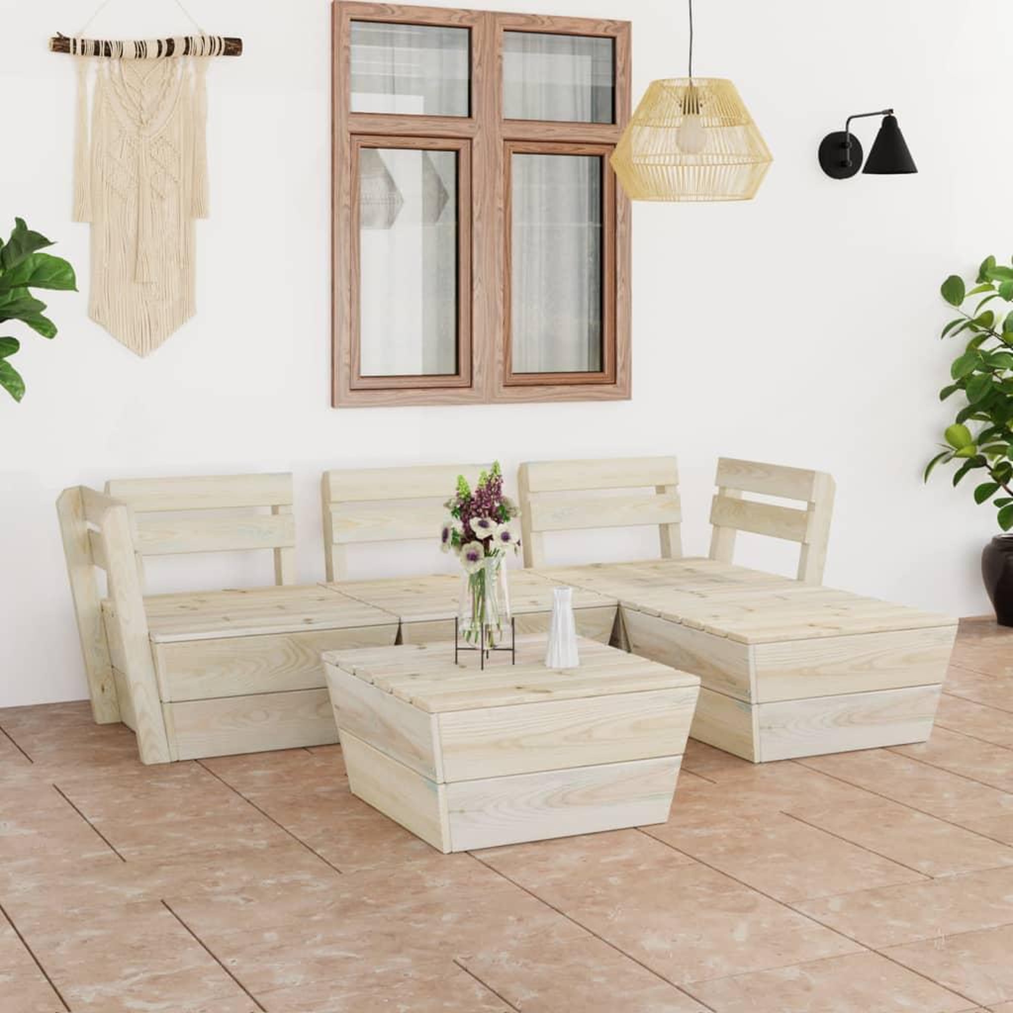 Voir la diapositive 1 : VIDAXL Salon de jardin palette 5 pcs Bois d'epicea impregne