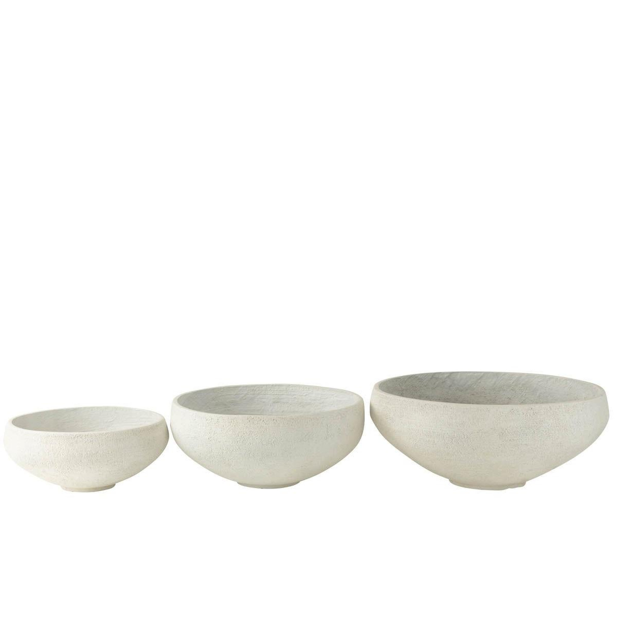 Voir la diapositive 2 : J-LINE Lot de 3 cache-pots en argile  abel  69cm blanc