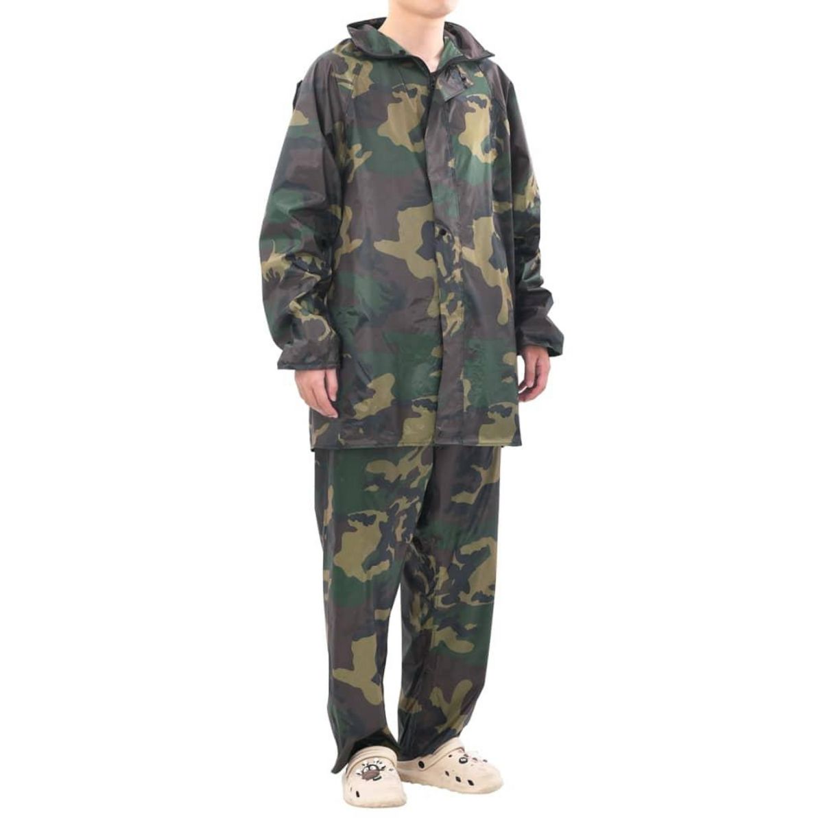 VIDAXL Combinaison de pluie avec capuche 2 pcs Hommes Camouflage M