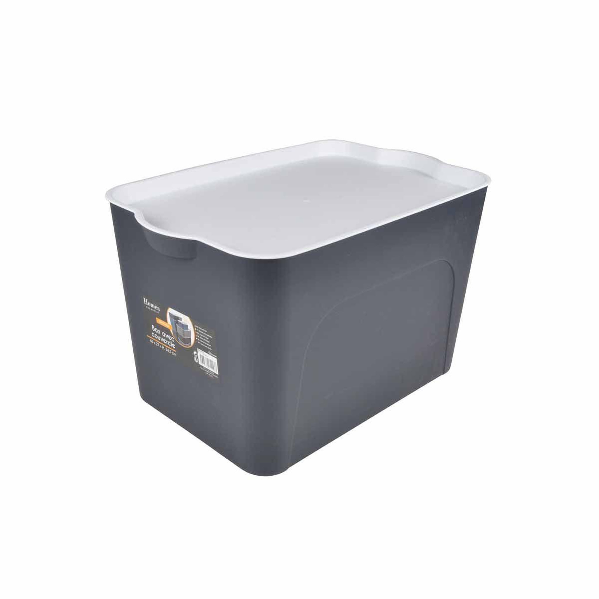 Voir la diapositive 2 : HOMEA Boîte de rangement déco  pratique  24l anthracite