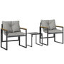 Voir la diapositive 1 : OUTSUNNY Salon de jardin 2 places 2 fauteuils 1 table basse métal gris
