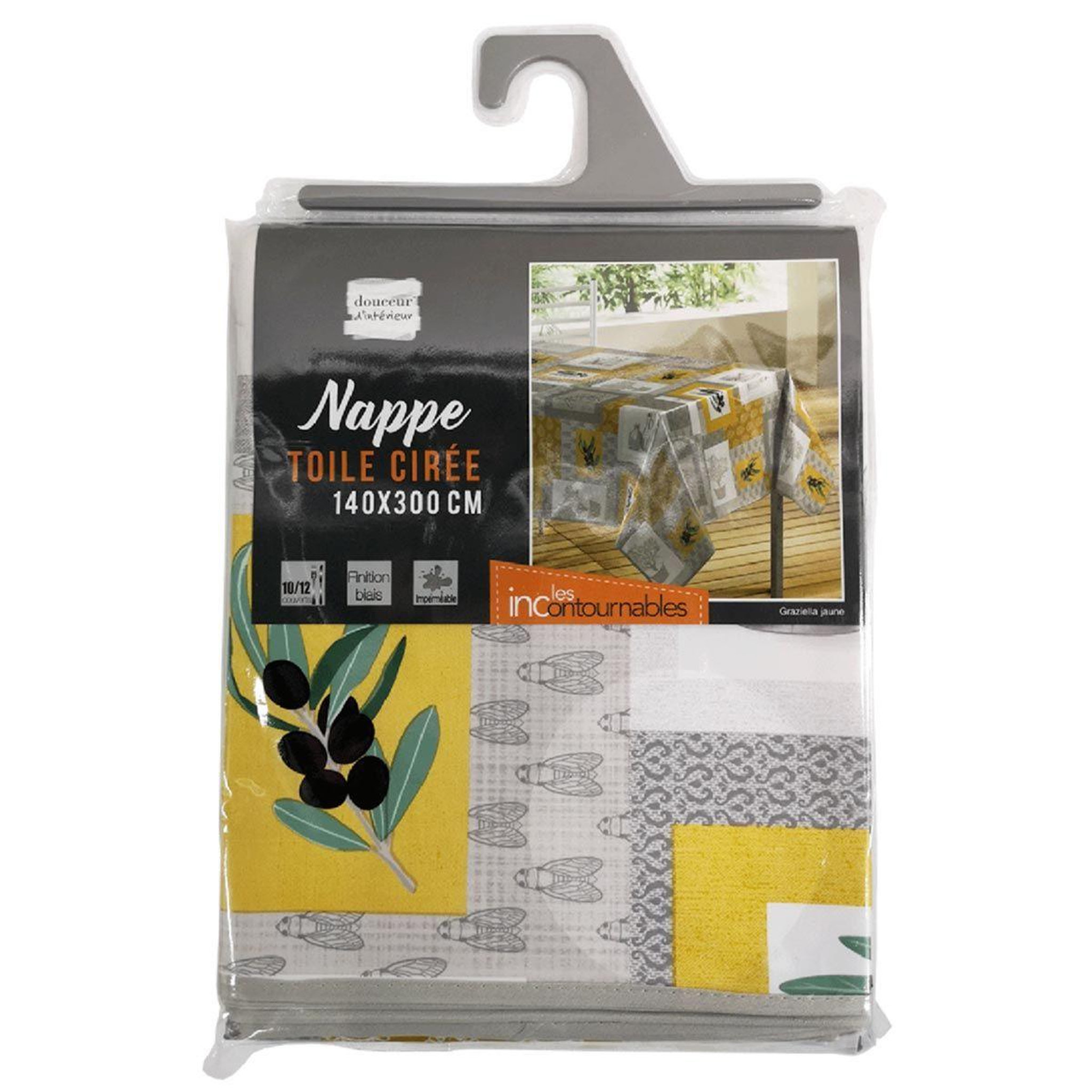 Voir la diapositive 2 : Douceur d'Intérieur Nappe toile cirée déco  graziella  140x300cm jaune