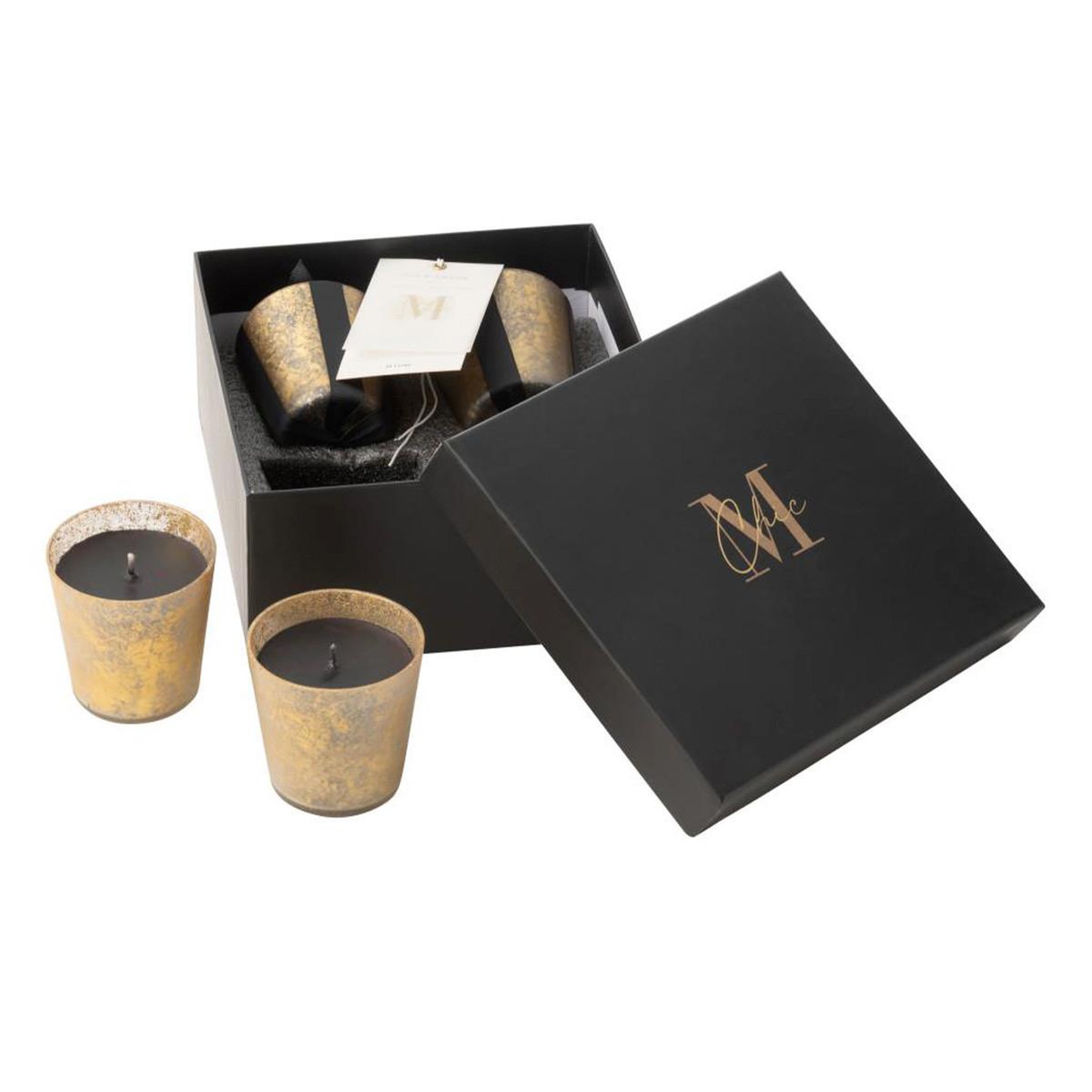 J-LINE Lot de 4 bougies parfumées  m-chic  7cm oud & amber