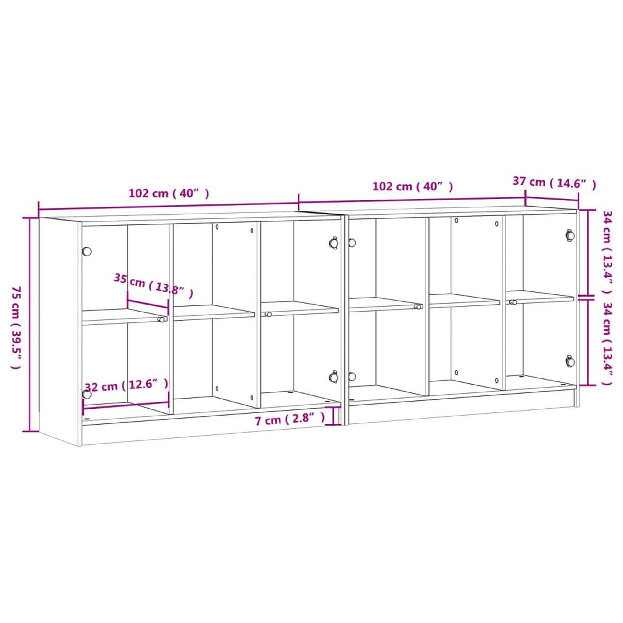 Voir la diapositive 6 : VIDAXL Bibliotheque avec portes sonoma gris 204x37x75 cm