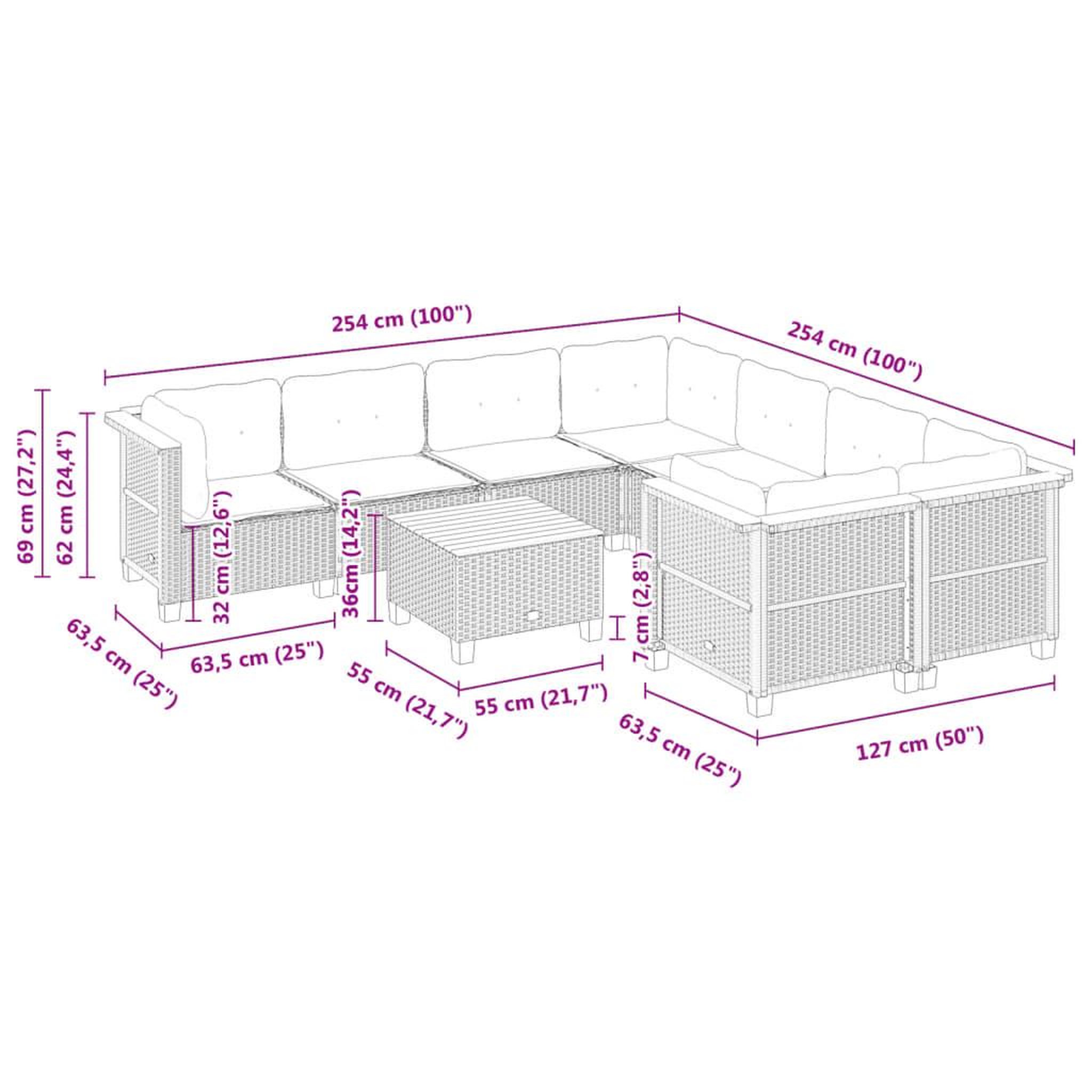 Voir la diapositive 6 : VIDAXL Salon de jardin 9 pcs avec coussins noir resine tressee
