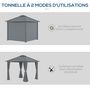 Voir la diapositive 5 : OUTSUNNY Pavillon de jardin style contemporain - barnum avec rideaux - dim. 2,96L x 2,96l x 2,8H m - alu. polyester gris