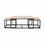 SWEEEK Lot de 3 tables gigognes métal et décor bois - Loft - encastrables, 1x100x45x60cm / 2x50x50x38cm