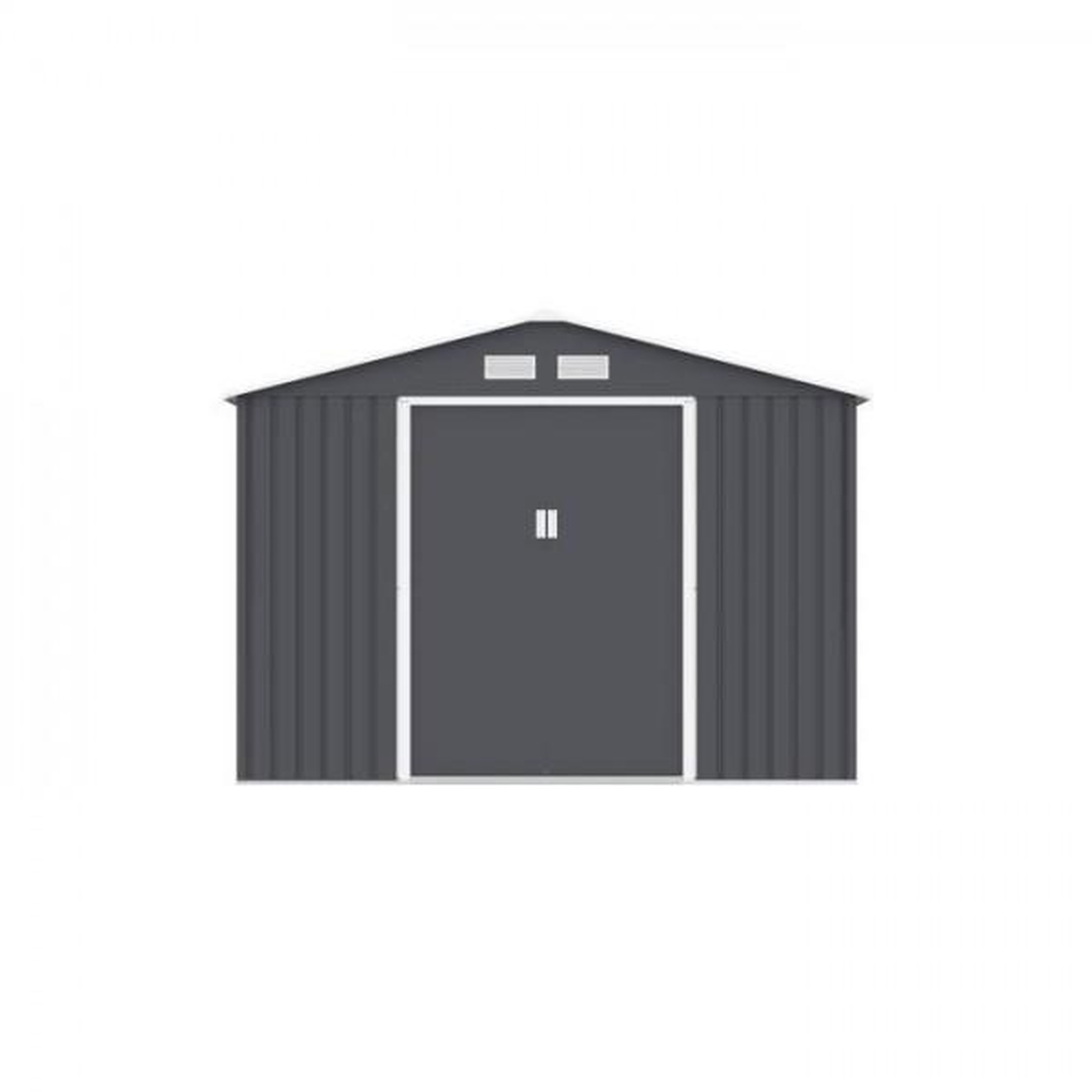 MARKET24 URANUS Abri de jardin en métal 8,84 m² - 277 x 319 x 202 cm - Kit d'ancrage inclus, 2 portes coulissantes - Gris