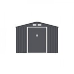MARKET24 URANUS Abri de jardin en métal 8,84 m² - 277 x 319 x 202 cm - Kit d'ancrage inclus, 2 portes coulissantes - Gris