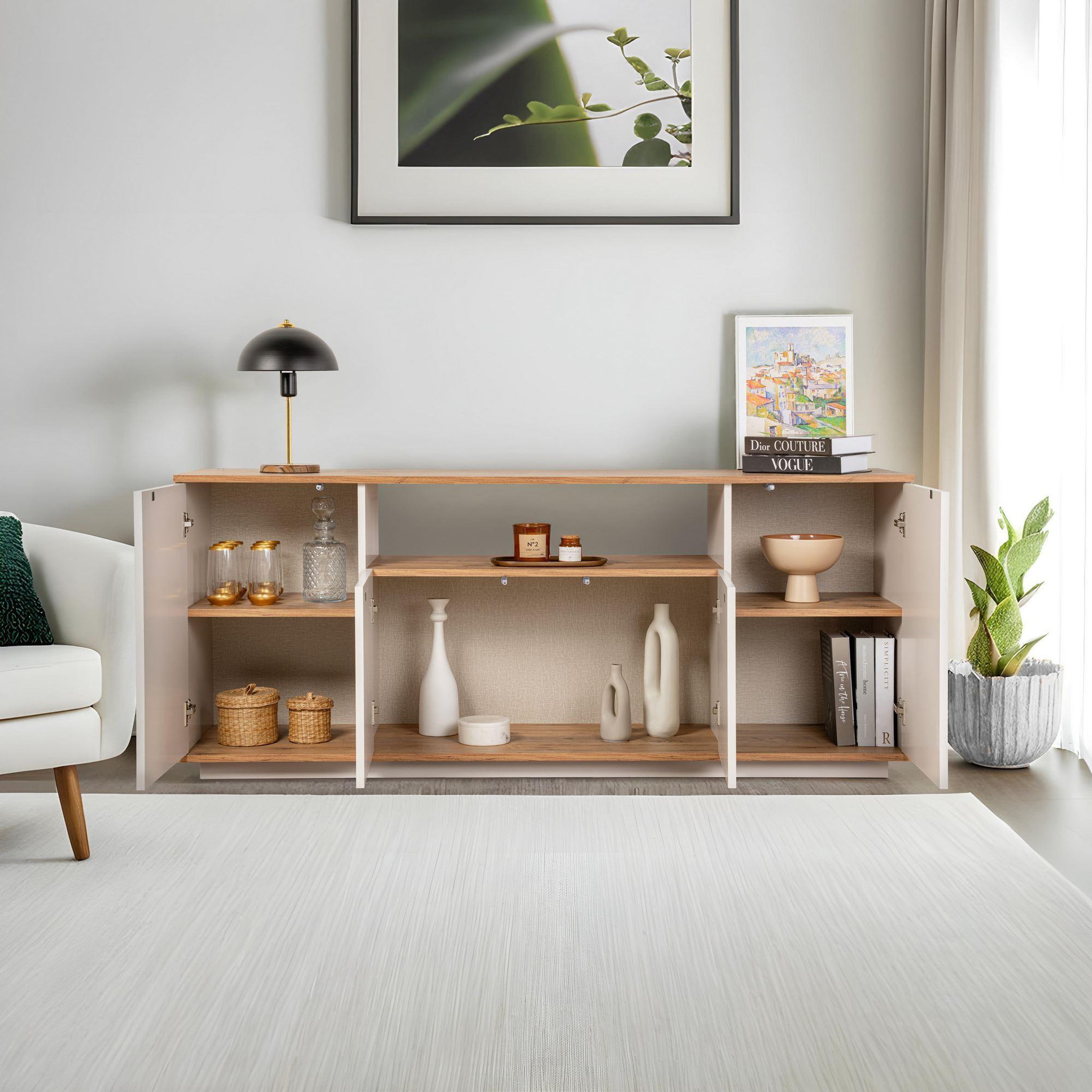 Voir la diapositive 4 : Habitat et Jardin Buffet en bois  arista  - 180 x 44 x 75 cm - beige