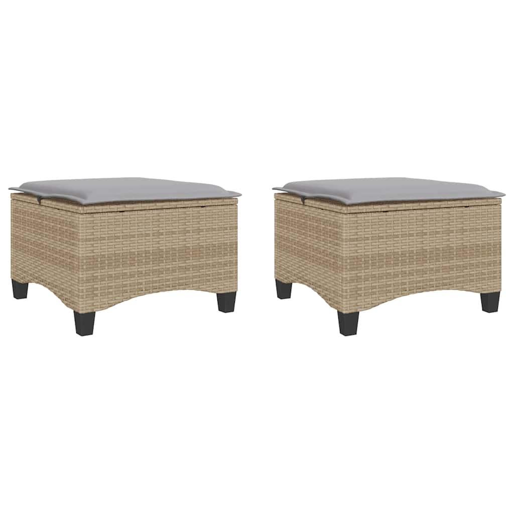 Voir la diapositive 2 : VIDAXL Tabourets jardin coussins 2 pcs beige 55x55x36cm resine tressee