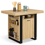 ID MARKET Ilot central PHOENIX 110 cm bois et noir avec rangements