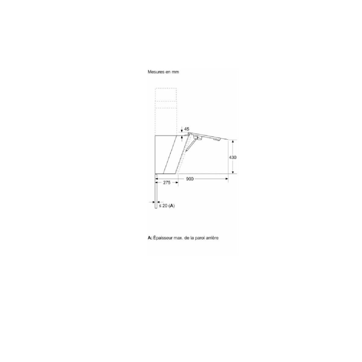 Siemens Hotte décorative inclinée 90cm 51db 441m3/h noir - LC91KLT60