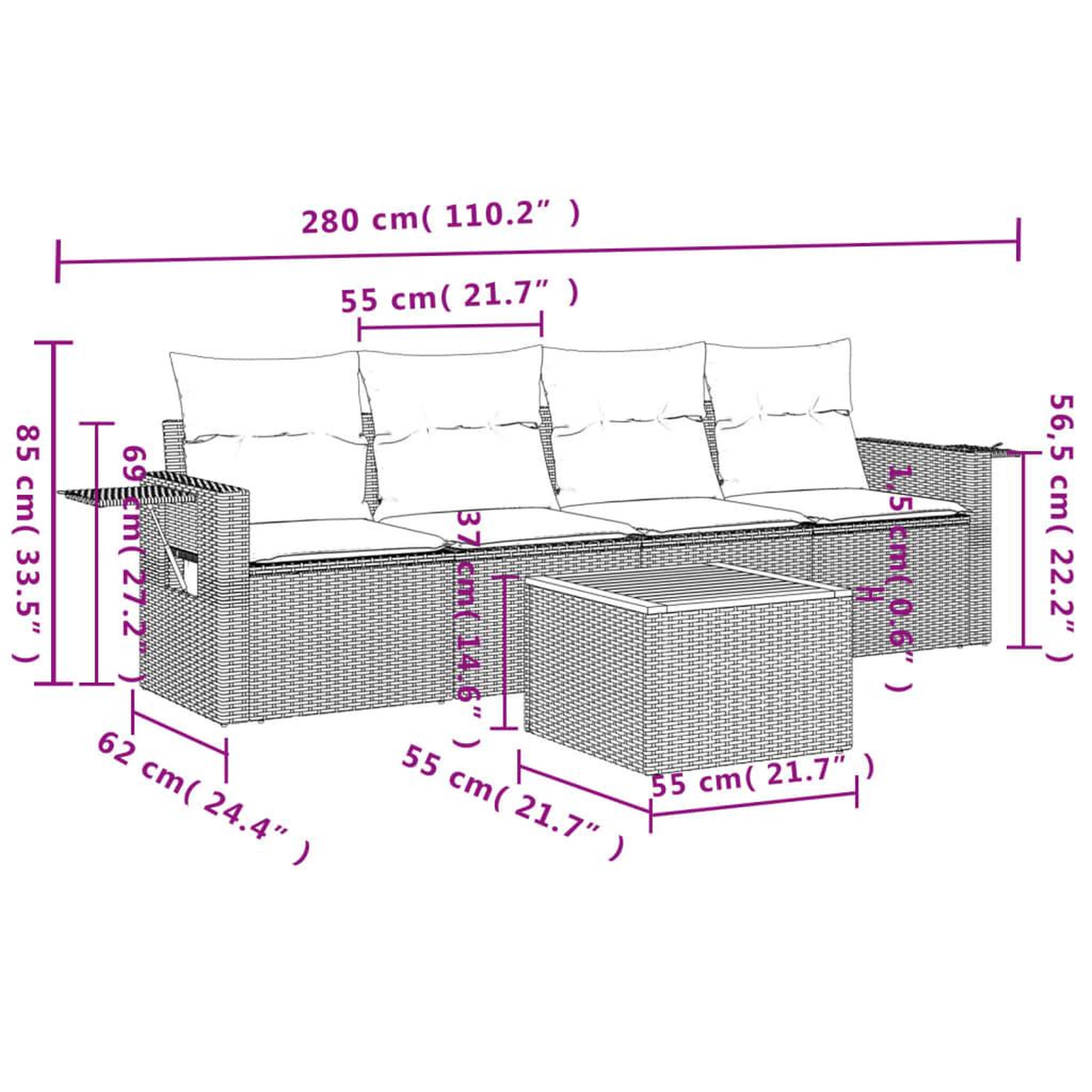 Voir la diapositive 6 : VIDAXL Salon de jardin 5 pcs avec coussins gris resine tressee