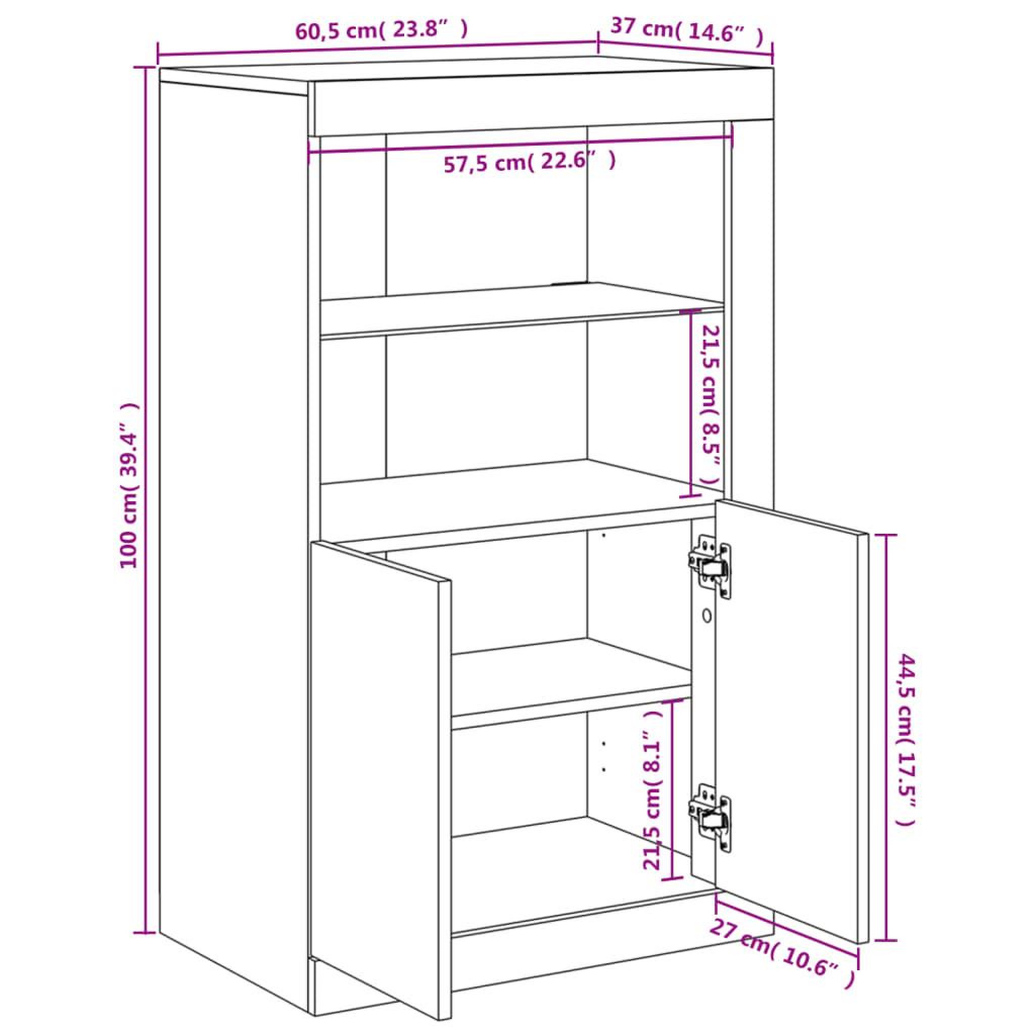 Voir la diapositive 6 : VIDAXL Armoire laterale avec eclairage LED blanc bois d'ingenierie