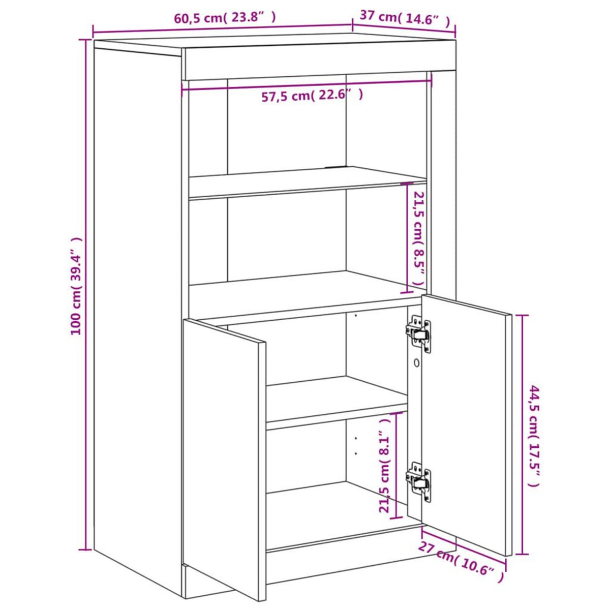VIDAXL Armoire laterale avec eclairage LED blanc bois d'ingenierie