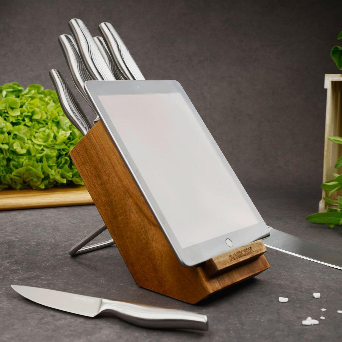 NIROSTA Bloc pour 7 couteaux avec support pour tablettes Nirosta