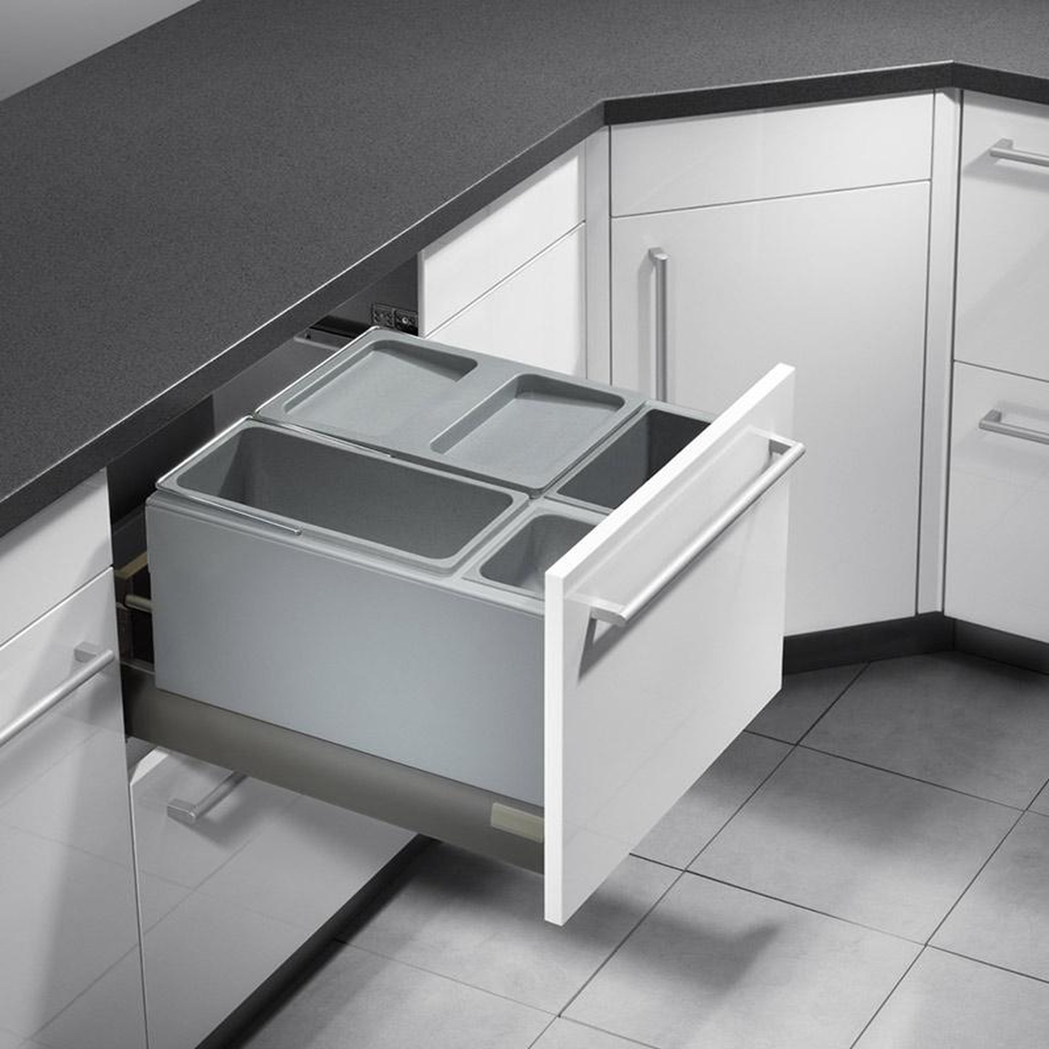 Voir la diapositive 2 : HAILO Poubelle de cuisine encastrable pour tiroir coulissant 30l hailo as xxl 450
