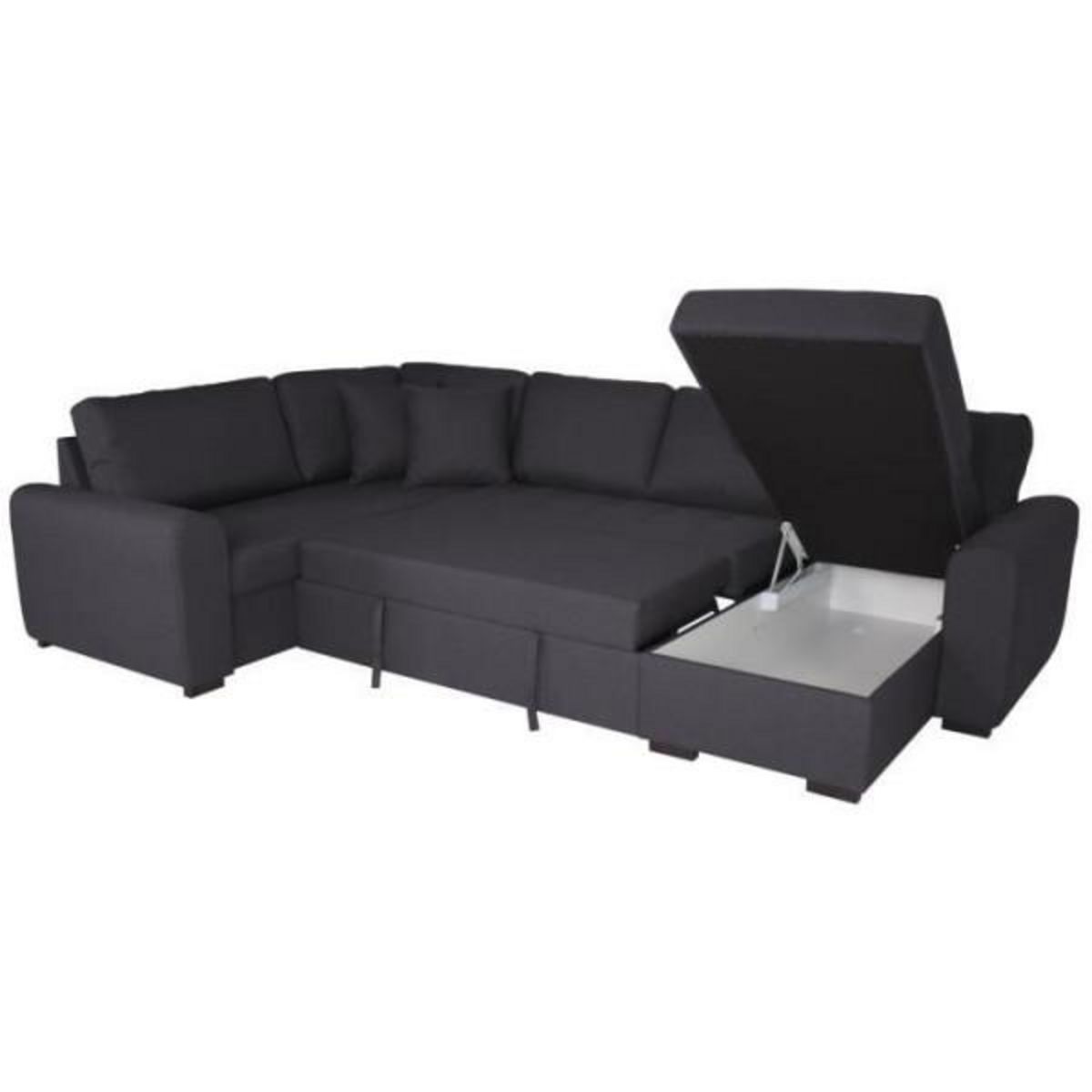 MARKET24 Canapé d'angle panoramique convertible réversible - Tissu Gris - L 313 x P 213 x H 90 cm - HAMILTON - Fabriqué en Ukraine