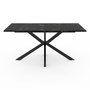 Voir la diapositive 3 : ID MARKET Table à manger rectangle ALIX 8 personnes pied araignée noir et plateau effet marbre noir ALASKA 160 cm