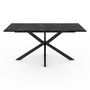 Voir la diapositive 3 : ID MARKET Table à manger rectangle ALIX 8 personnes pied araignée noir et plateau effet marbre noir ALASKA 160 cm