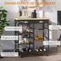 Voir la diapositive 4 : HOMCOM Chariot de service desserte de cuisine à roulettes multi-rangements 74L x 37l x 76H cm plateau bois massif pin châssis MDF