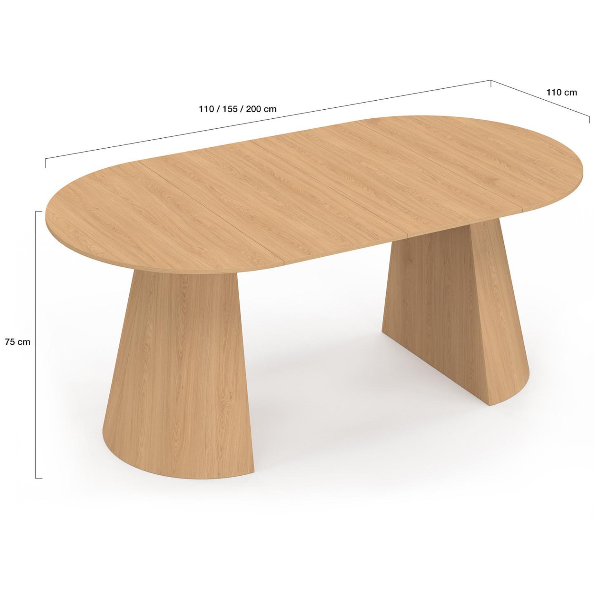Voir la diapositive 5 : ID MARKET Table à manger ronde extensible angele 4-10 personnes bois effet hêtre 110-200 cm