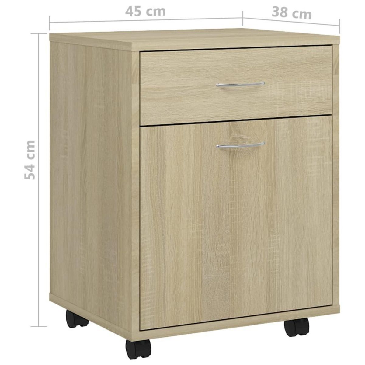 VIDAXL Armoire a roulettes Chene sonoma 45x38x54 cm Bois d'ingenierie