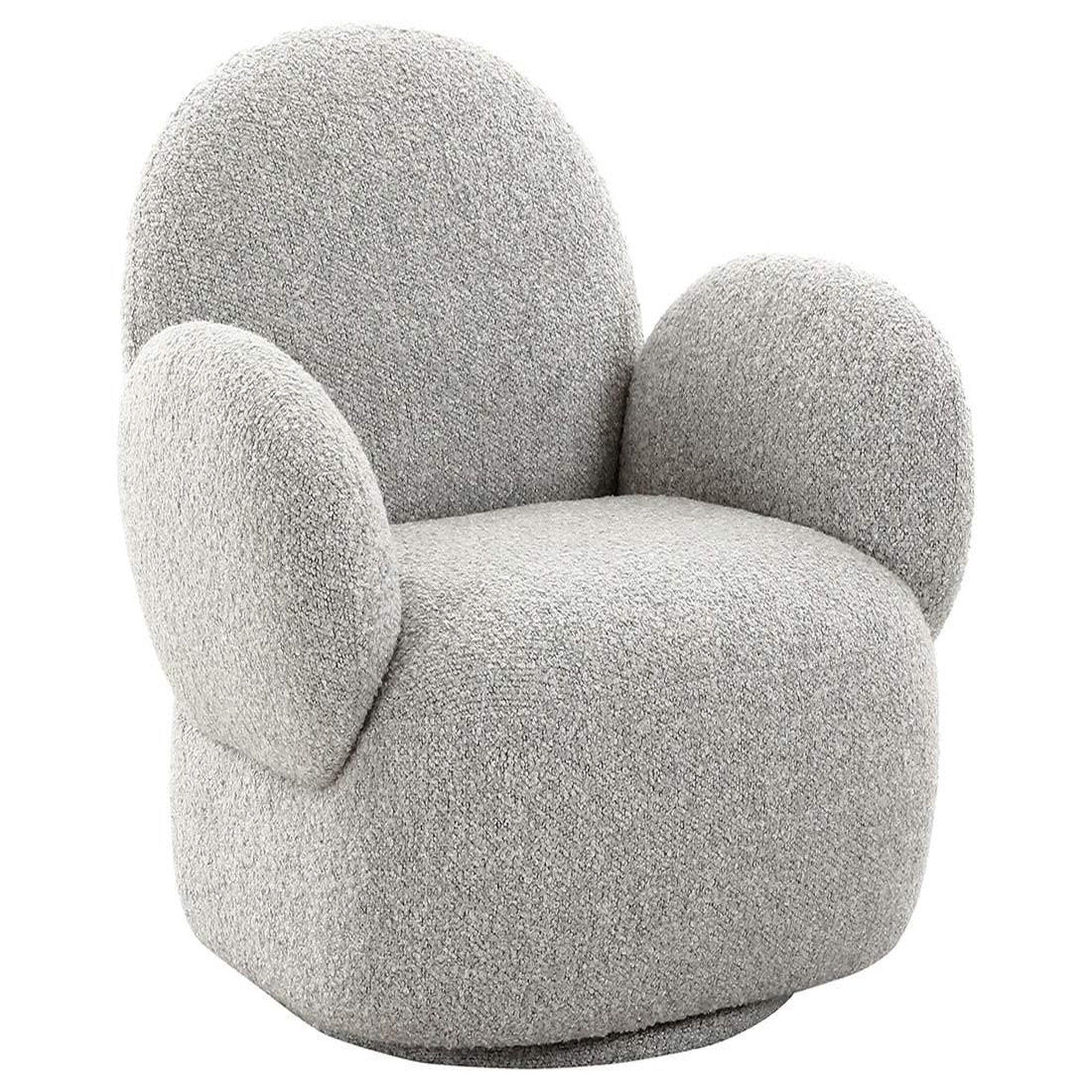 BEST MOBILIER Javier - fauteuil pivotant - en tissu bouclette. Coloris disponibles : Gris