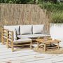 Voir la diapositive 1 : VIDAXL Salon de jardin 5 pcs avec coussins gris clair bambou