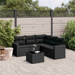 VIDAXL Salon de jardin 6 pcs avec coussins noir resine tressee