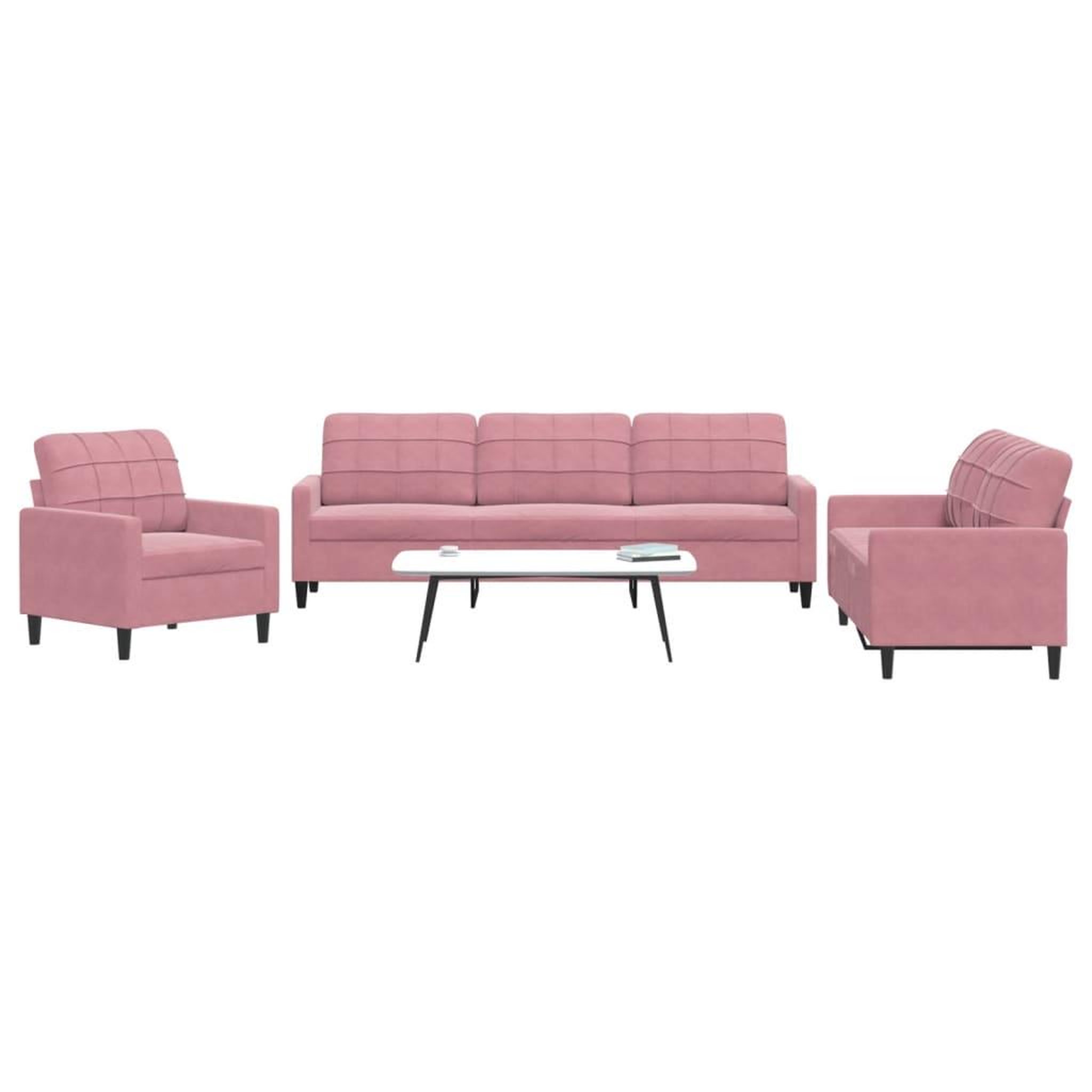 VIDAXL Ensemble de canapes 3 pcs avec coussins Rose Velours