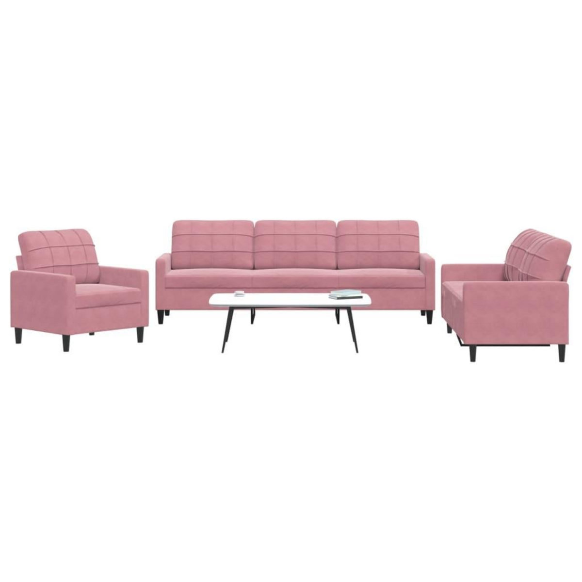 VIDAXL Ensemble de canapes 3 pcs avec coussins Rose Velours