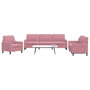 Voir la diapositive 1 : VIDAXL Ensemble de canapes 3 pcs avec coussins Rose Velours