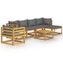 Voir la diapositive 2 : VIDAXL Salon de jardin 7 pcs avec coussin Bois d'acacia solide