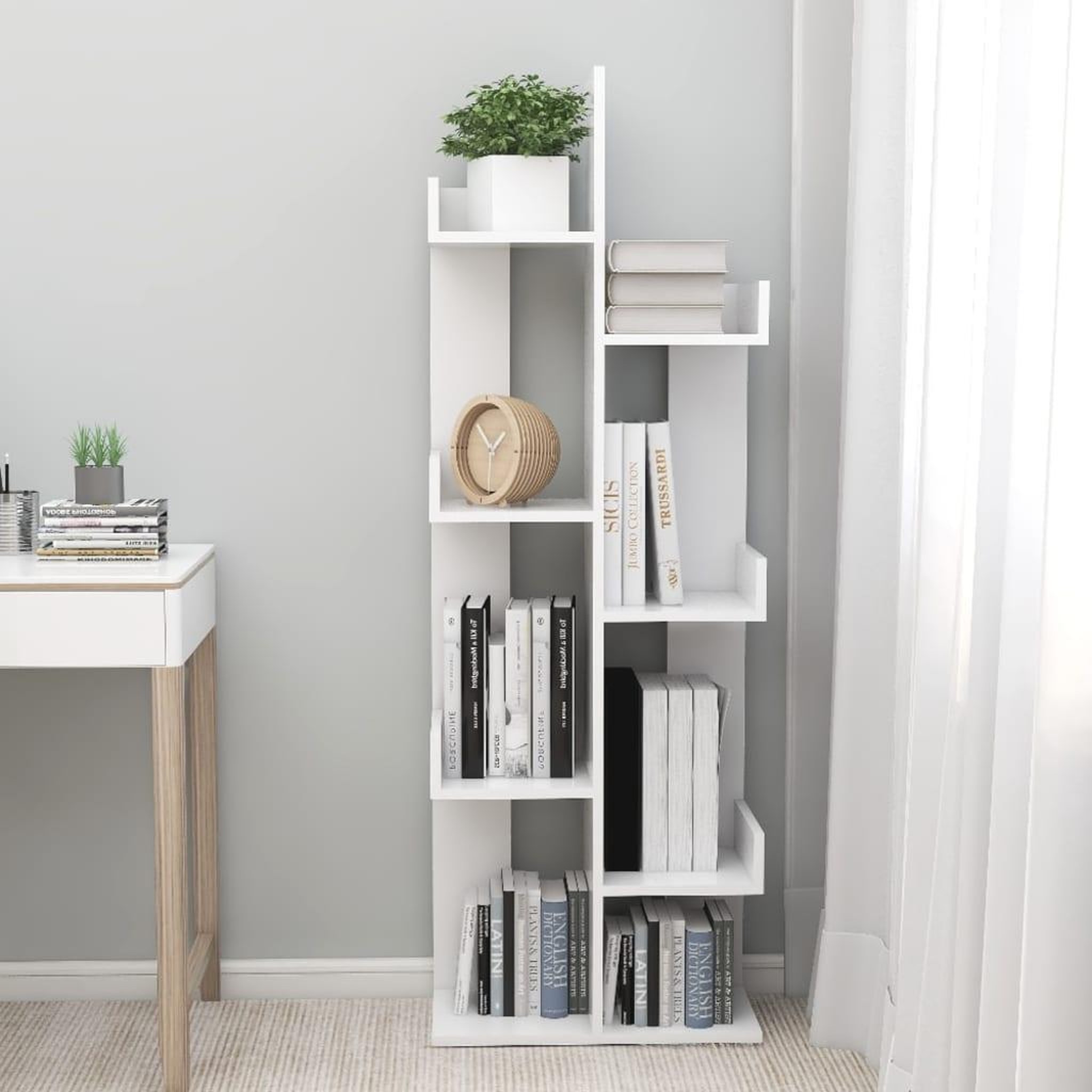 Voir la diapositive 3 : VIDAXL Bibliotheque Blanc 48x25,5x140 cm Bois d'ingenierie
