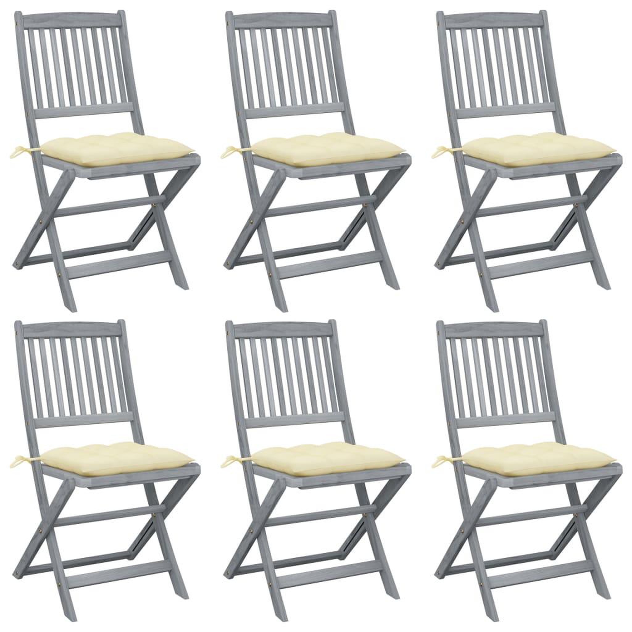 Voir la diapositive 1 : VIDAXL Chaises pliables d'exterieur lot de 6 et coussins Bois d'acacia