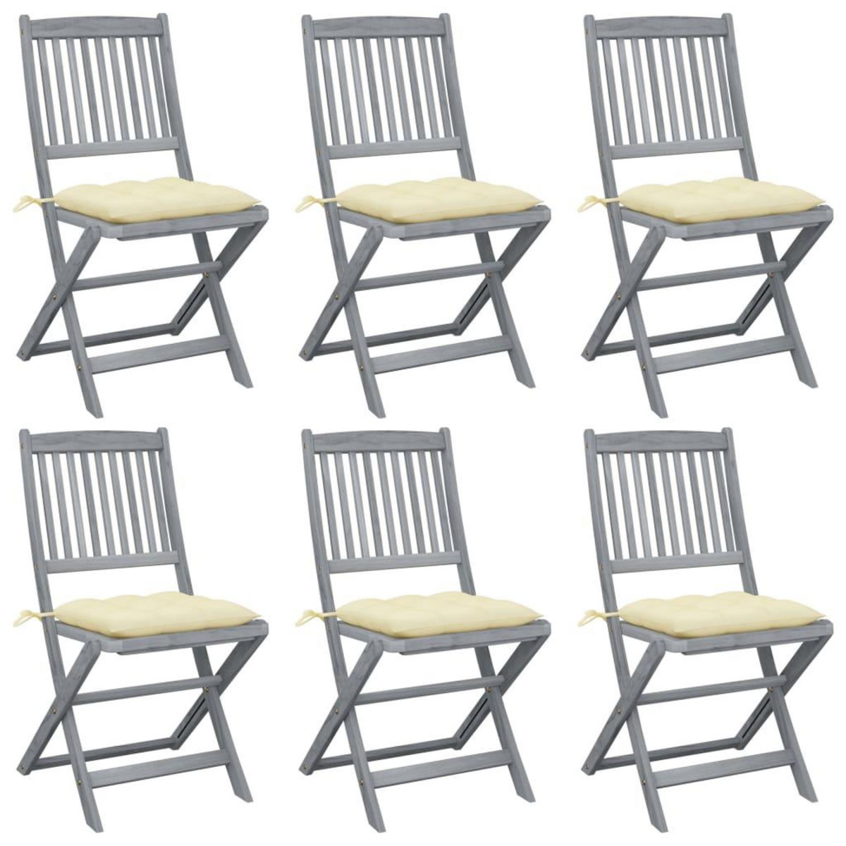 VIDAXL Chaises pliables d'exterieur lot de 6 et coussins Bois d'acacia