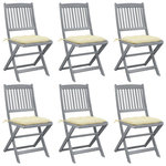 VIDAXL Chaises pliables d'exterieur lot de 6 et coussins Bois d'acacia