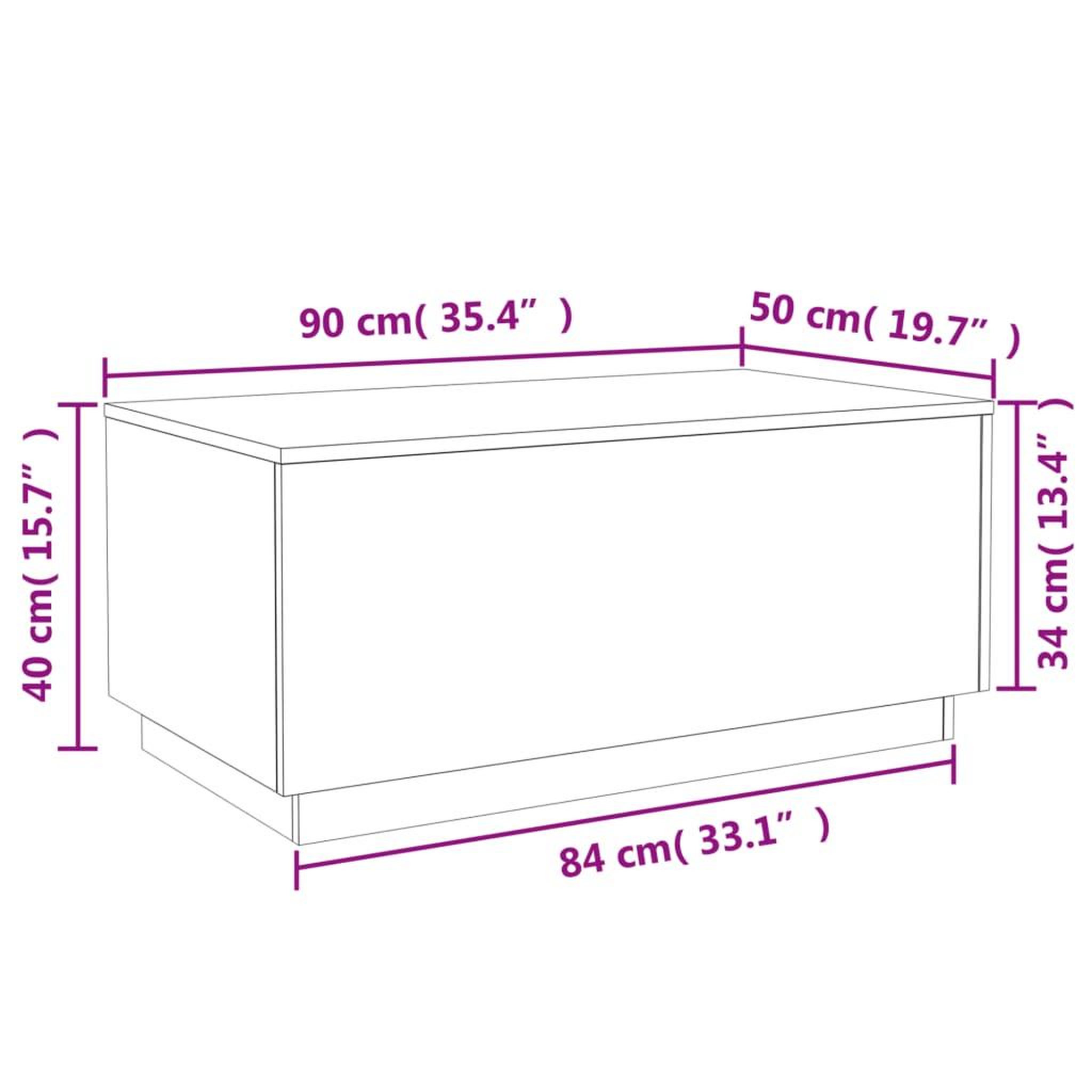 Voir la diapositive 6 : VIDAXL Table basse avec lumieres LED blanc 90x50x40 cm