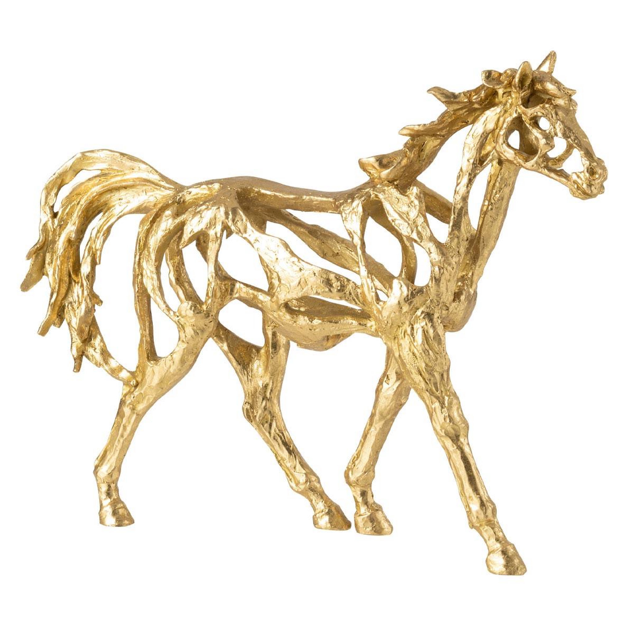 J-LINE Statuette cheval ajouré  hollywood  44cm doré