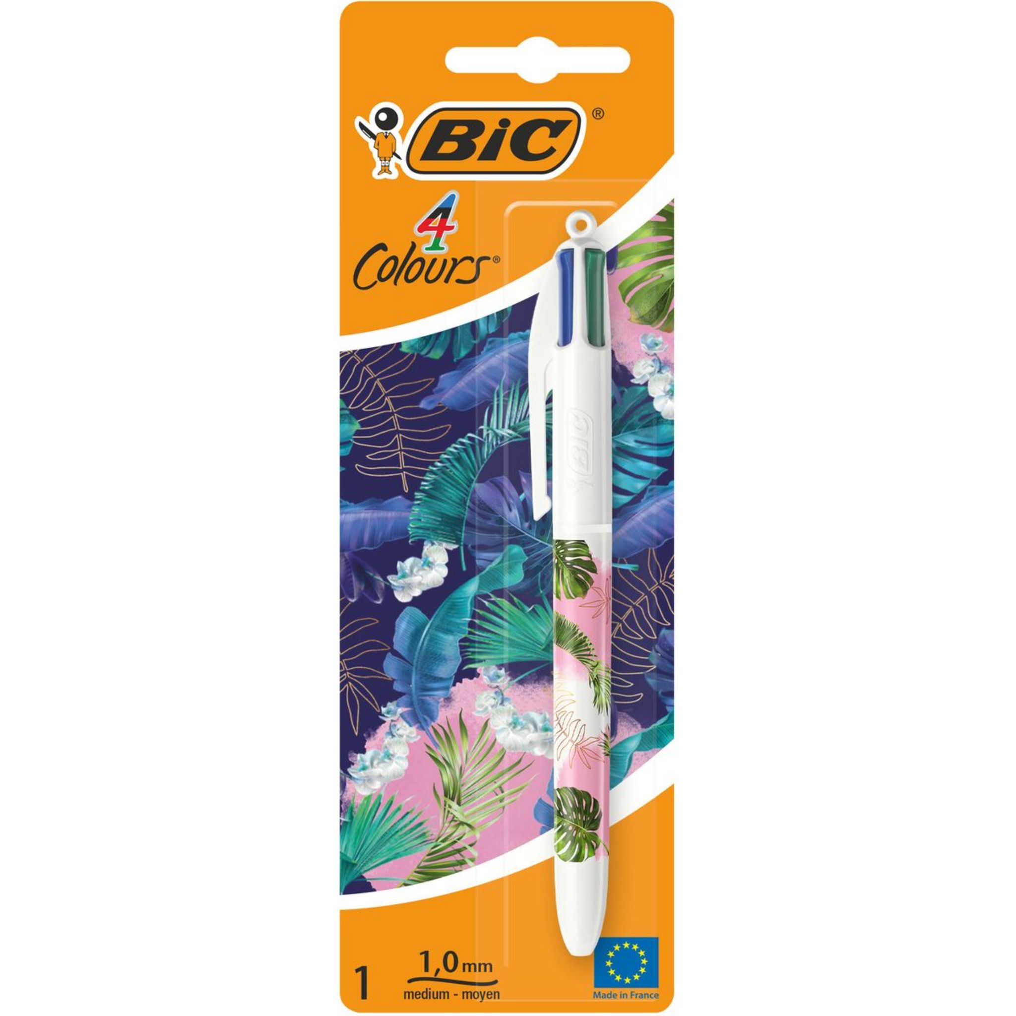 BIC Stylo bille 4 couleurs rétractable Tropical rose pas cher - Auchan.fr