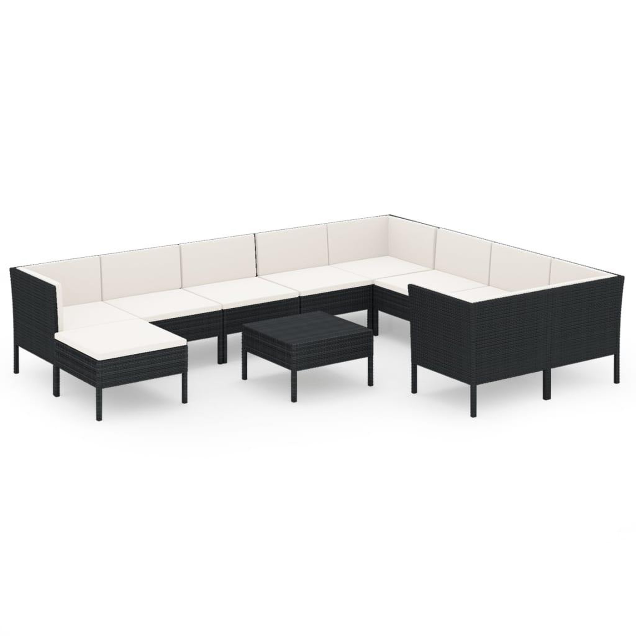 Voir la diapositive 2 : VIDAXL Salon de jardin 11 pcs avec coussins Resine tressee Noir