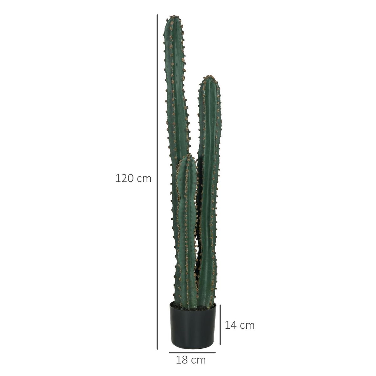 OUTSUNNY Cactus artificiel grand réalisme plante artificielle grande taille dim. Ø 18 x 120H cm vert