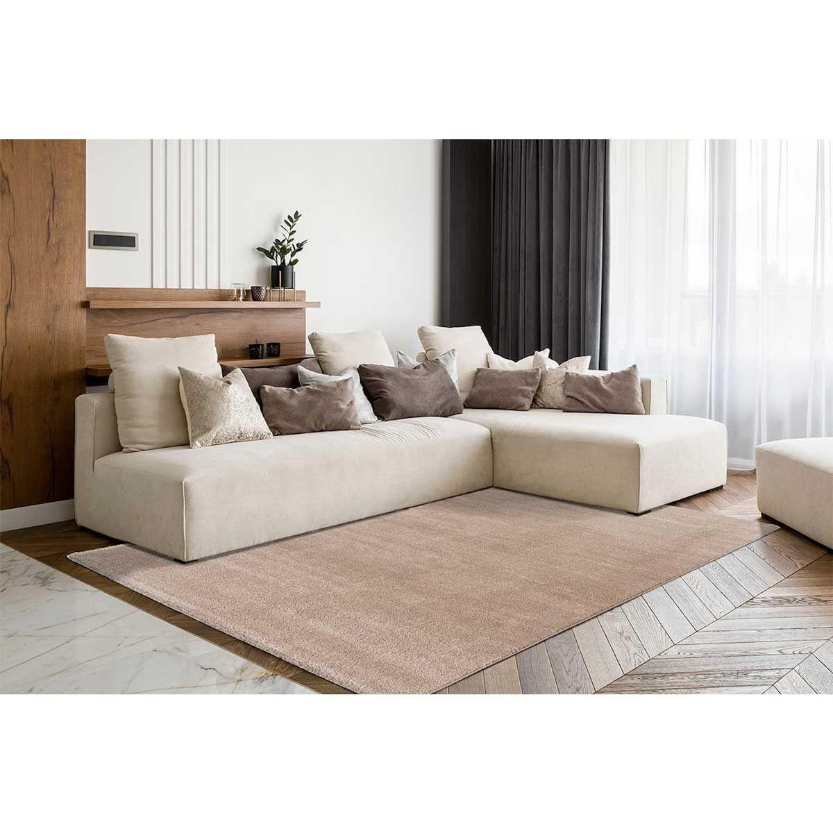 Paris Prix Tapis Tissé Shaggy à Poils Longs  Nila  Taupe