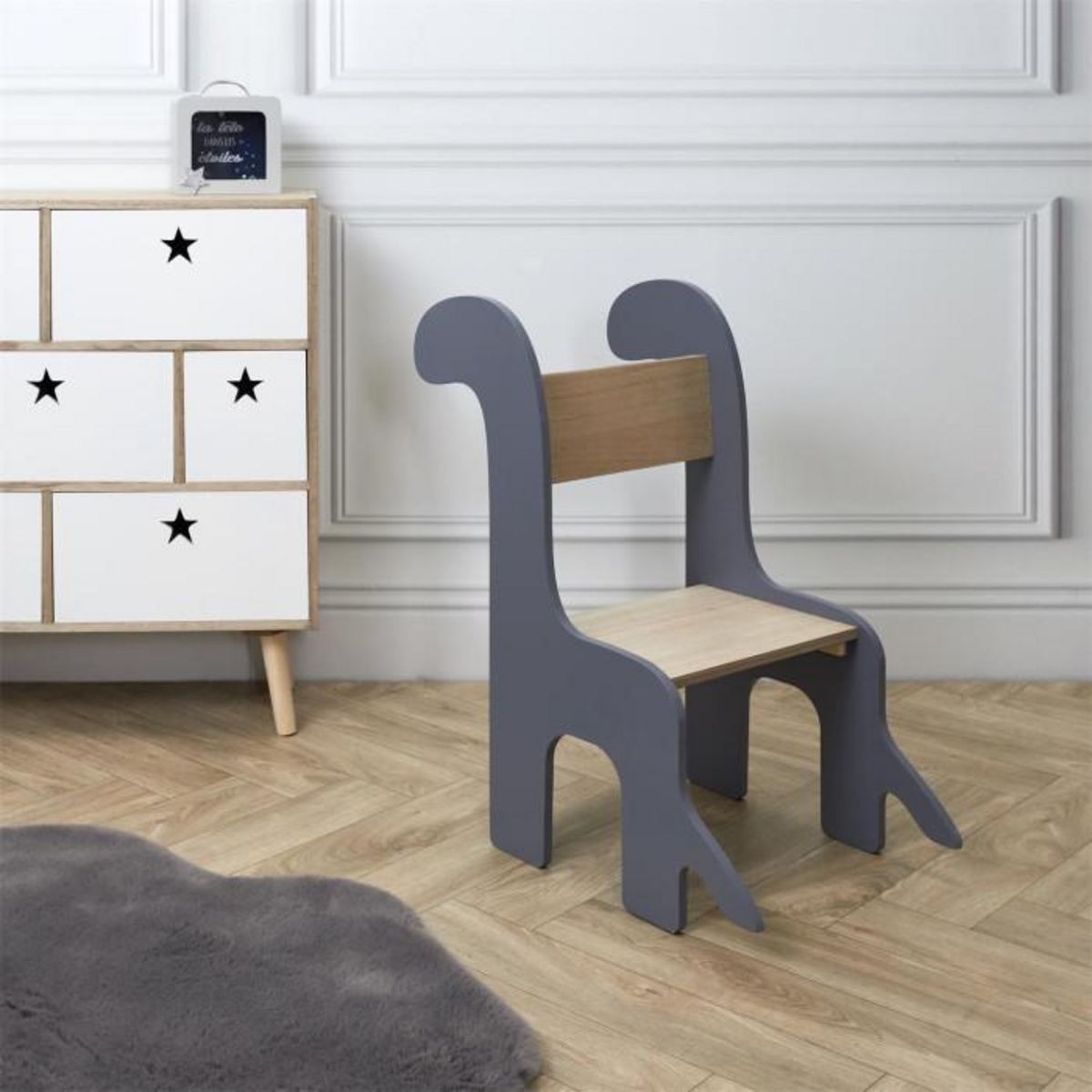 Paris Prix Chaise Enfant Design  Dino  60cm Gris